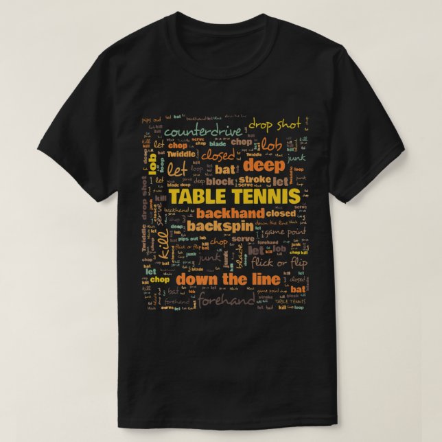 Terminologie für Tischtennis T-Shirt (Design vorne)