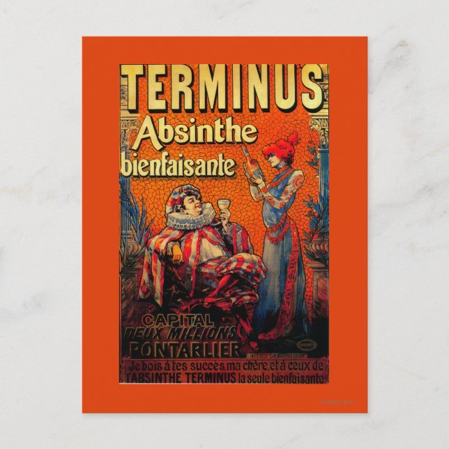 Terminus Absinthe Vintag PosterEurope Postkarte (Vorderseite)