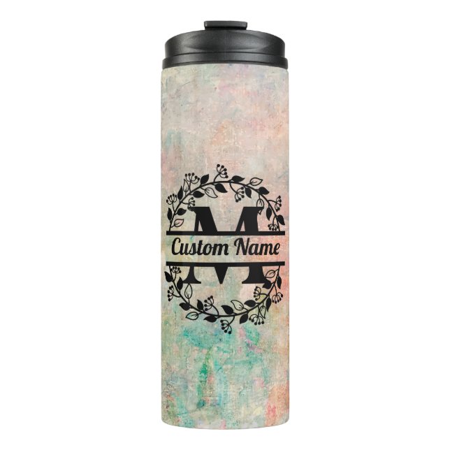 Termo M Floral Monogram Letter Thermosbecher (Vorderseite)