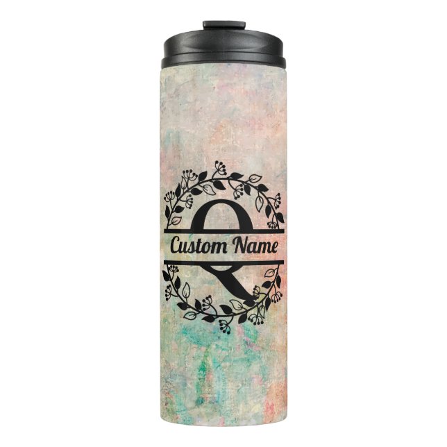 Termo Q Floral Monogram Letter Thermosbecher (Vorderseite)