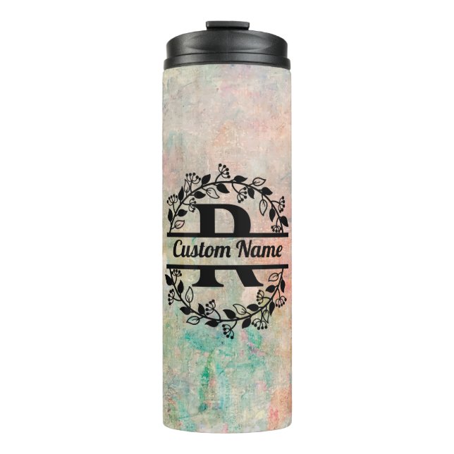 Termo R Floral Monogram Letter Thermosbecher (Vorderseite)
