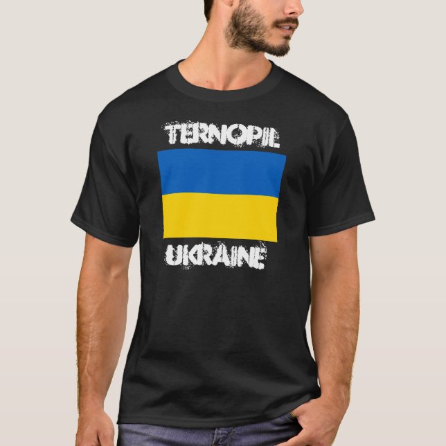 Ternopil, Ukraine mit ukrainischer Flagge T-Shirt (Vorderseite)