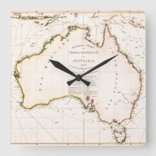 Terra Australis Karte 1814 Quadratische Wanduhr
