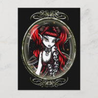 Terra Cameo Red Tattooed Fairy Postcard