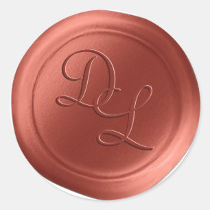 Terra Copper 2 Letter Monogram Wax Siegel Stickers