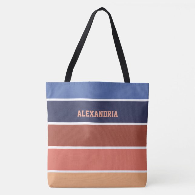 Terra Cotta & Blue Stripes Personalized (Vorderseite)