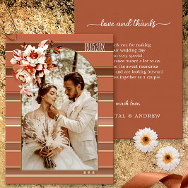 Terra Cotta Boho Wedding Foto Danke Karte