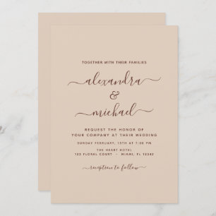 Terra Cotta Boho Wedding Modern Simple Einladung