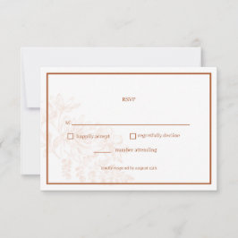 Terra Cotta Floral Simple Wedding RSVP Card Karte