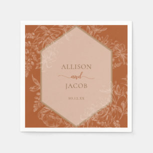 Terra Cotta Geometric Floral Tapestry Wedding Serviette