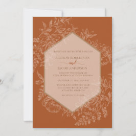 Terra Cotta Geometric Floral Wedding Einladung