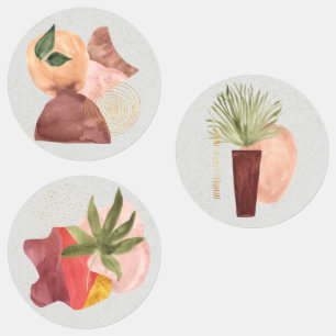 Terra Cotta Gold Glitzer Shapes Botanisches Gesche Etiketten
