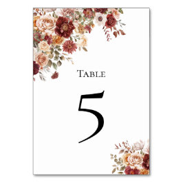 Terra Cotta Green Floral Number Card Tischnummer