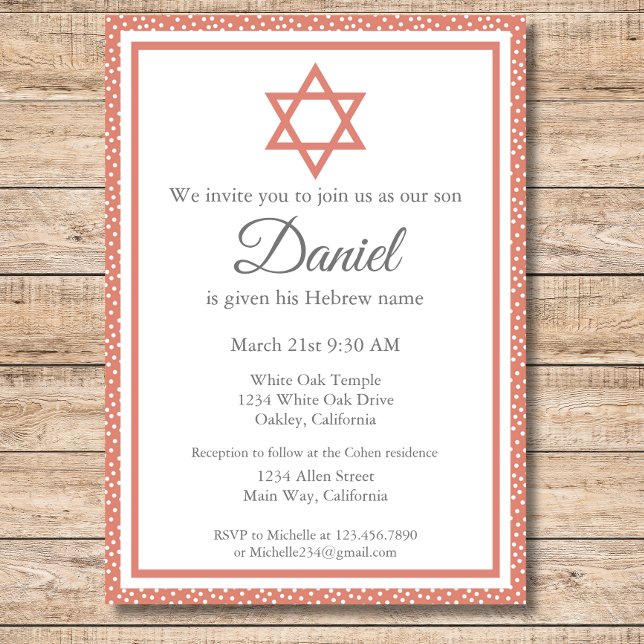 Terra Cotta Jewish Baby Naming Ceremony Brit Milah Einladung (Von Creator hochgeladen)