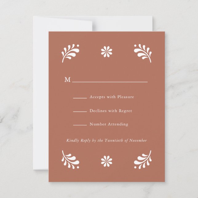 Terra Cotta Mexican RSVP Card Einladung (Vorderseite)