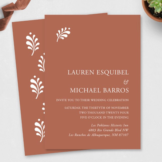 Terra Cotta Mexican Wedding Einladung (Terra Cotta Mexican Wedding Invitation by Fiesta Valley Print)