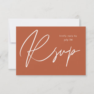 Terra Cotta MOD Calligraphy w Meal RSVP Card Karte