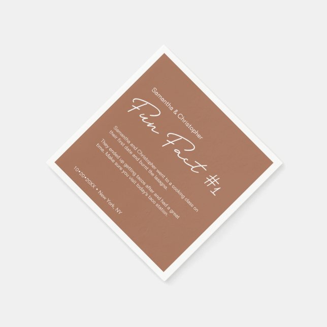 Terra cotta orange Simple Couple Fun Fakt Wedding Serviette (Ecke)