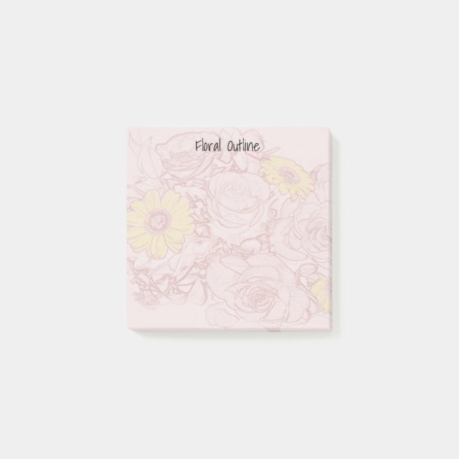 Terra Cotta Outlinet Bouquet Artwork Custom Post-it Klebezettel (Vorderseite)