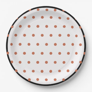 Terra Cotta Polka Dots Black Trim Pappteller