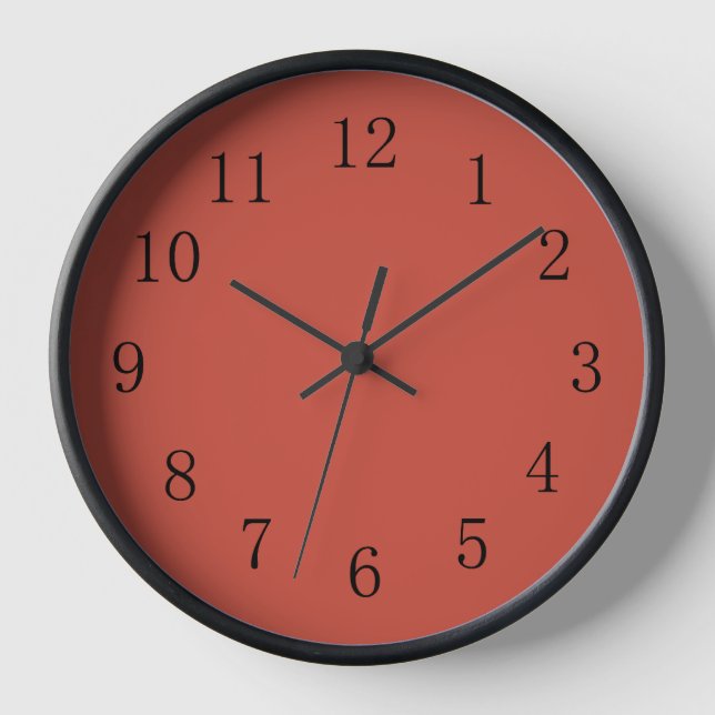 Terra Cotta Red Earth Tone Kitchenwall Clock Wanduhr (Vorderseite)