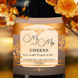 Terra Cotta Rose Gold Wedding Wine Label Weinetikett