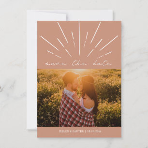 Terra Cotta Script Line Art Wedding Foto Save The Date