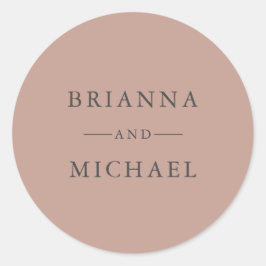 Terra-Cotta Simple Elegante Wedding Bride and Groo Runder Aufkleber