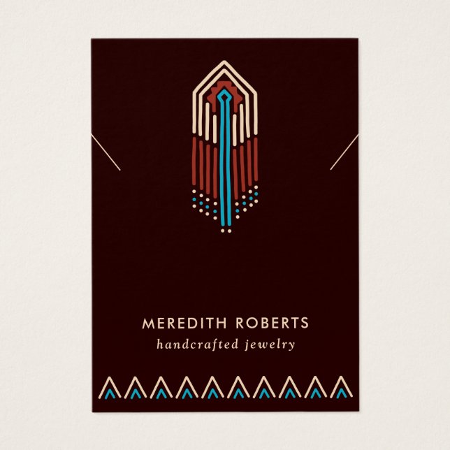 Terra Cotta Turquoise Tribal Necklace Display Card (Vorderseite)