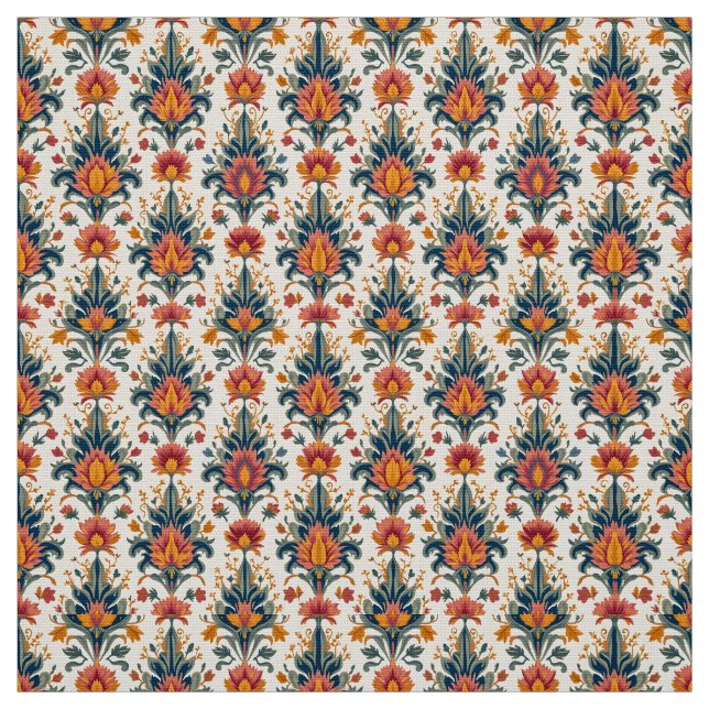 Terra Cotta und Green Vintag Damask Stoff (Muster)