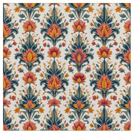 Terra Cotta und Green Vintag Damask Stoff