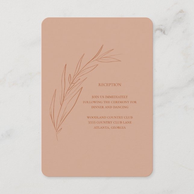 Terra Cotta Wedding Reception Enclosure Cards Begleitkarte (Vorderseite)