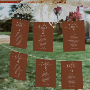 Terra Cotta Wedding Table Chart Card Card Karte