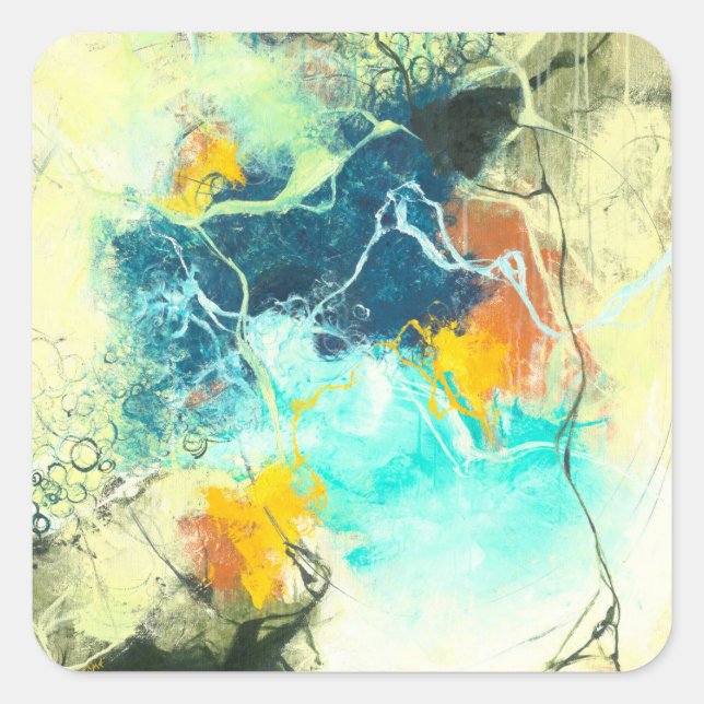 Terra - Green Abstract Design Quadratischer Aufkleber (Vorderseite)