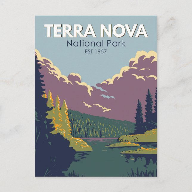 Terra Nova Nationalpark Kanada Reisen Kunst Vintag Postkarte (Vorderseite)