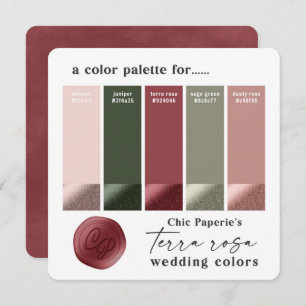 Terra Rosa Rosa Summer Wedding Color Card Einladung