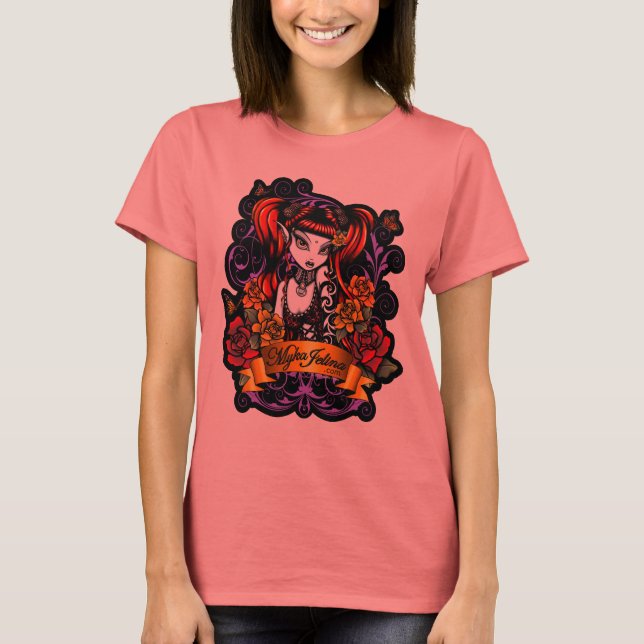 Terra Rose Tattooed Dark Fantasy Black Ringer T-Sh T-Shirt (Vorderseite)