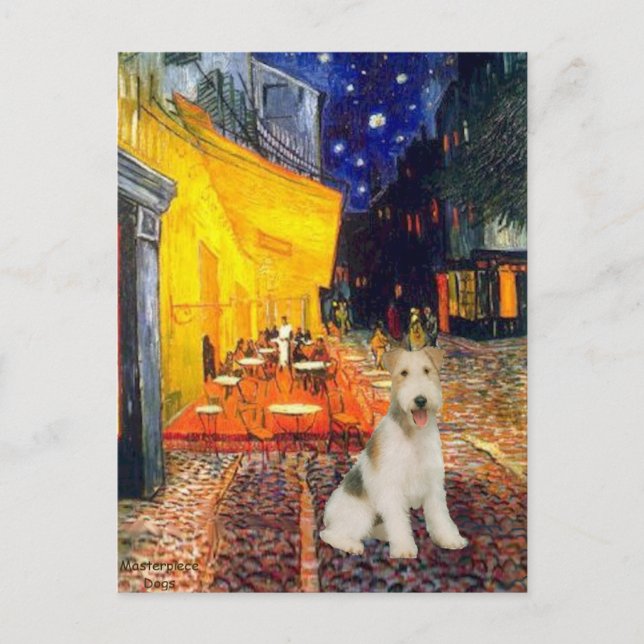 Terrace Café - Draht Fox Terrier #1 Postkarte (Vorderseite)