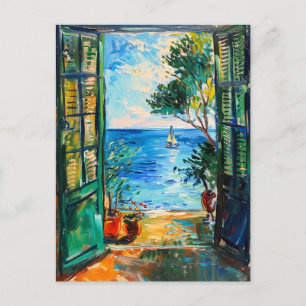 Terrace View of Mediterranean sea Postkarte
