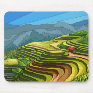 Terraced Fields Panorama Mousepad