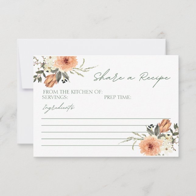 Terracota Blume Brautparty Rezept Karte (Vorderseite)