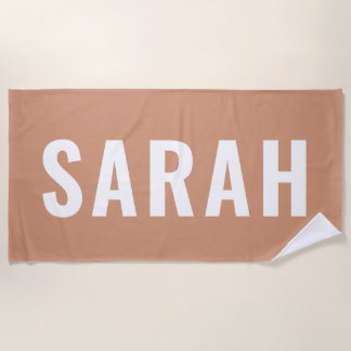 Terracota Pink Beige Retro Name Bachelorettuch Strandtuch