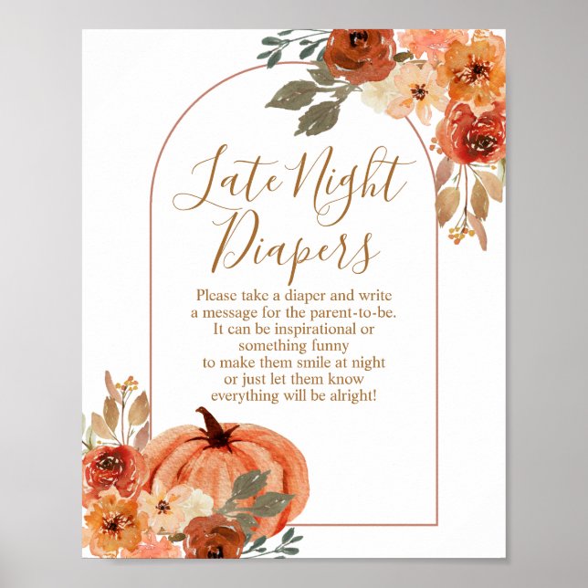 Terracota Pumpkin Baby Dusche Nachttaucher Poster (Vorne)