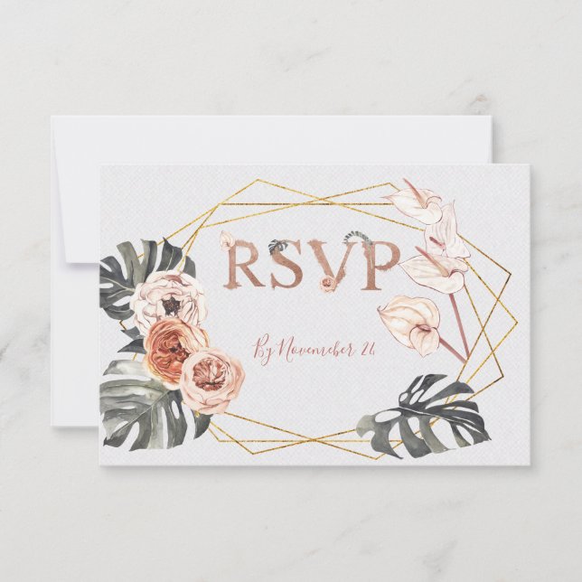 Terracota Tropical Wedding Response Cards UAWG RSVP Karte (Vorderseite)