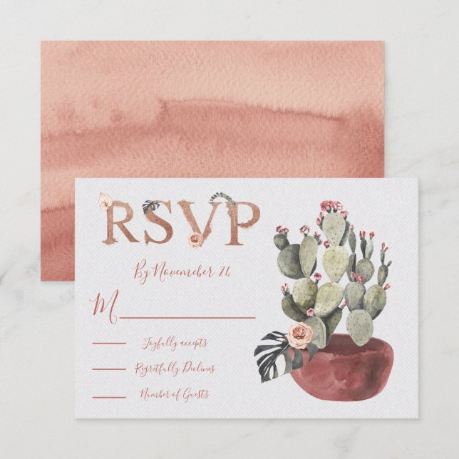 Terracota und Cactus Wedding Response Cards UAWG RSVP Karte (Vorne/Hinten)