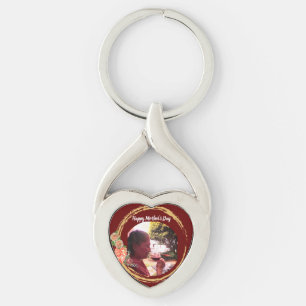 Terracota und Gold Mother's Day Custom Foto Schlüsselanhänger