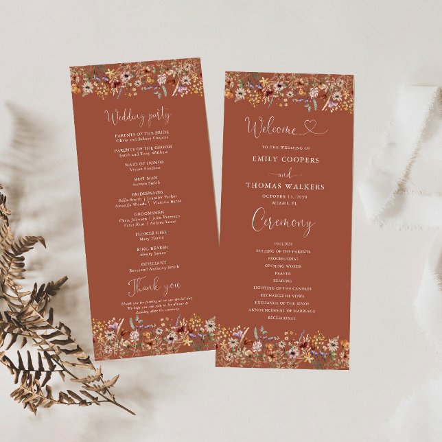 Terracott Tiny Wildblume Wedding Program Programm (Von Creator hochgeladen)