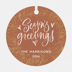 Terracotta 1-Foto Saisongrüße auf zwei Seiten Ornament Aus Metall