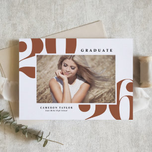 Terracotta 2025 Fett Typografie Foto Abschluss Einladung