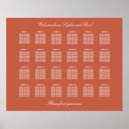 Terracotta 24 Table Wedding Seating Chart Poster